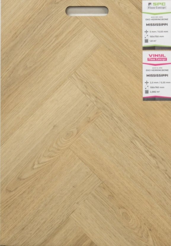 Lepená vinylová podlaha VINYL Floor Concept EKO HERRINGBONE Mississippi Lepená vinylová podlaha VINYL Floor Concept EKO HERRINGBONE Mississippi